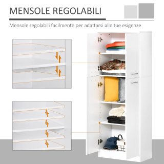 Armario multiusos de 4 puertas con estantes ajusta