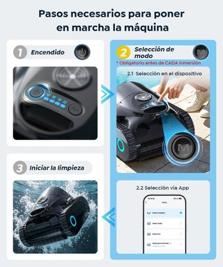 Robot Limpiafondos Piscina Negro/Azul