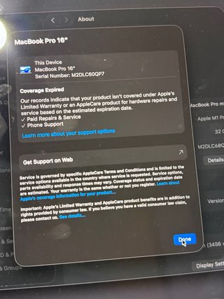 MacBook Pro 16 M1 Pro 32GB RAM 1TB