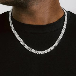 Cadena CUBANA MIAMI PRONG Plata 925 - Iced Out