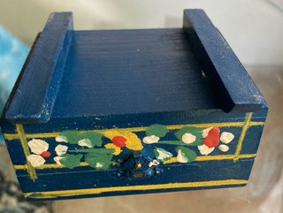 Scrigno portagioie blu dipinto a mano su legno