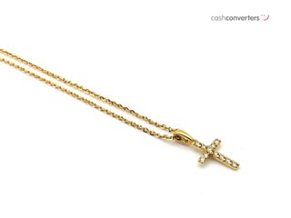cadena oro 18k con piedra con diamante 20cm