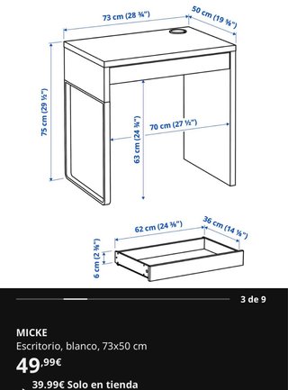Escritorio pequeño y silla con ruedas IKEA