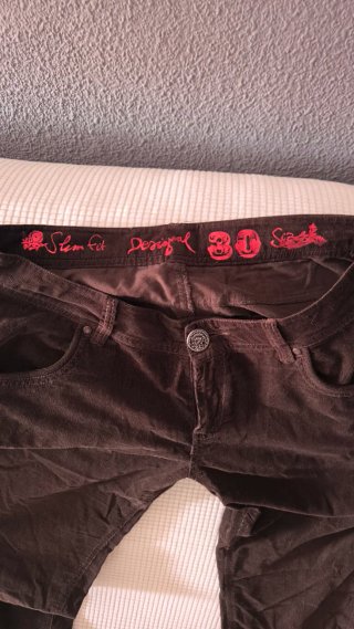 Pantalones Desigual Pitillo Marrones T30