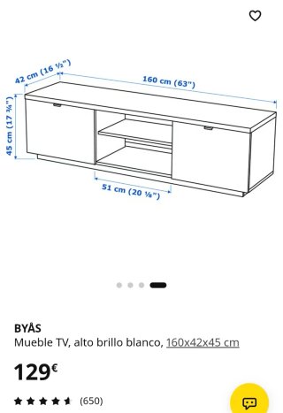 Mueble TV BYÅS Blanco