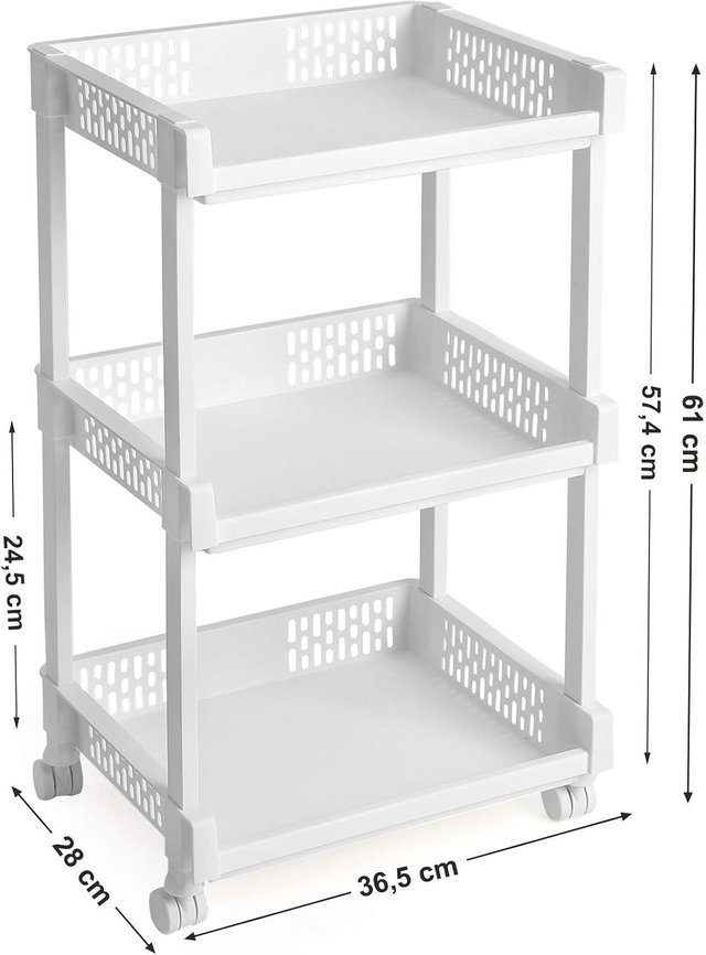 Carrello Ausiliare a 3 Livelli Colore Bianco