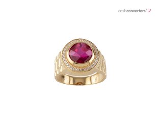 sello oro 18k con piedra con circonita