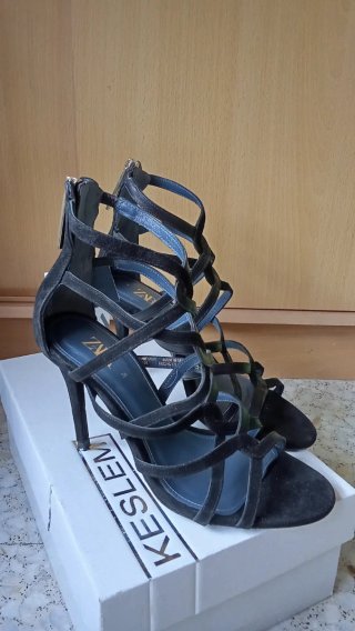 Sandalias Tacón Zara Blue Collection Talla 36