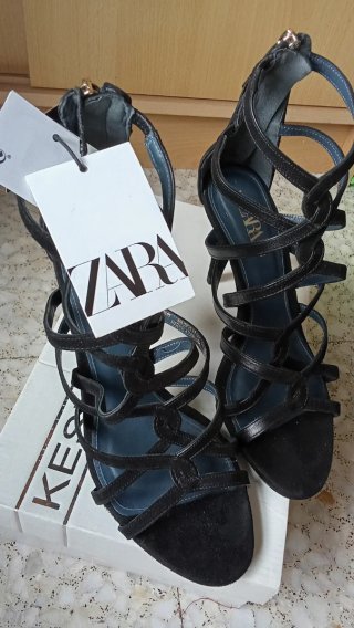 Sandalias Tacón Zara Blue Collection Talla 36
