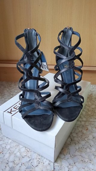 Sandalias Tacón Zara Blue Collection Talla 36