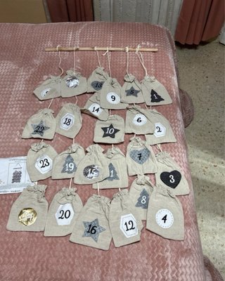 Calendario de Adviento con 24 Bolsitas