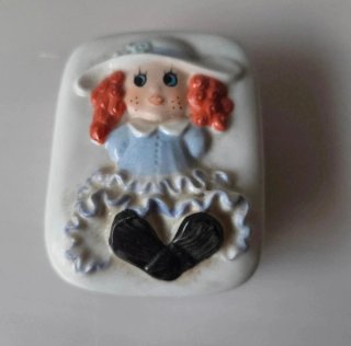 Cajita vintage muñeca azul y blanco