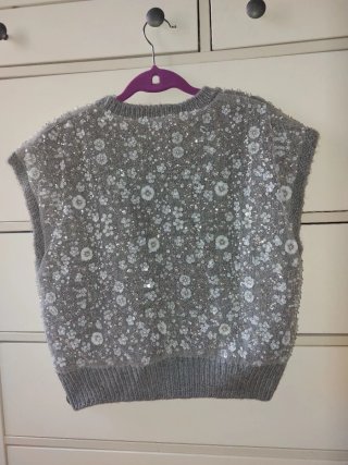 Chaleco Zara Gris con Lentejuelas Talla M