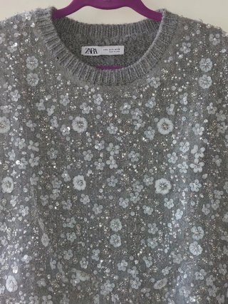 Chaleco Zara Gris con Lentejuelas Talla M
