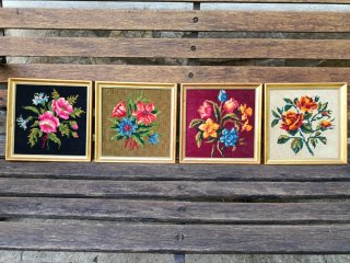 Set de 4 Cuadros Petit Point