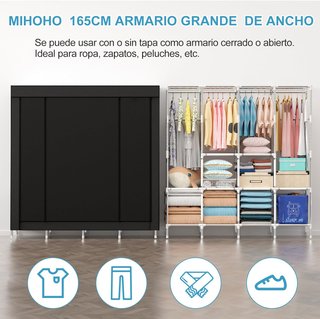 Armario Portátil 165 × 170 × 45 cm – Negro