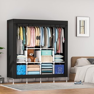 Armario Portátil 165 × 170 × 45 cm – Negro