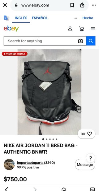 Mochila Jordan 11 Bred vintage