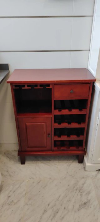 Mobile bar per vino in ciliegio con capacità per 12 bottiglie