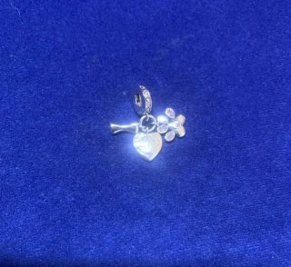 Charm Corazón Huella Hueso Perro Pulsera Pandora