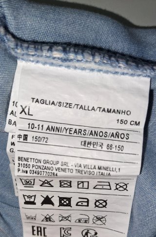 Camisa Vaquera niña  Benetton.  10-11 años
