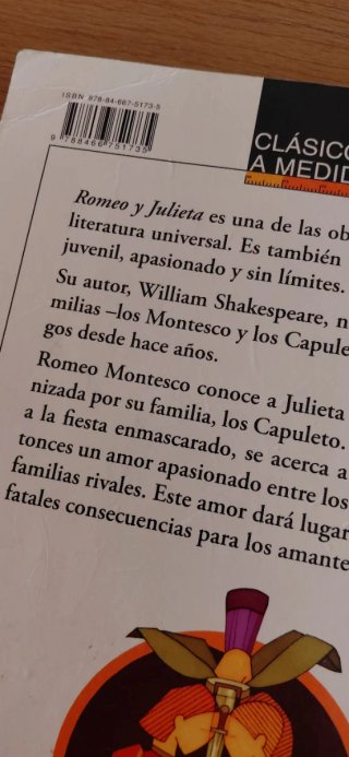 Romeo y Julieta.  Libro juvenil.