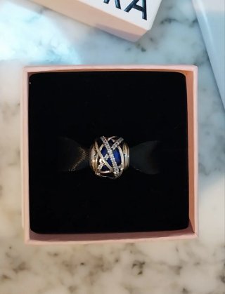 Charm Pandora Plata y Azul Galaxia Real