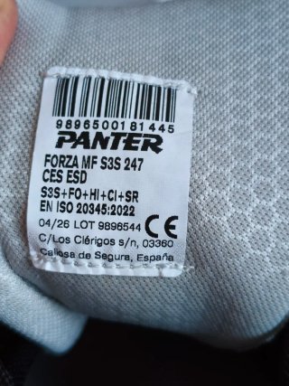 Zapatos de seguridad Panter S3 talla 44.