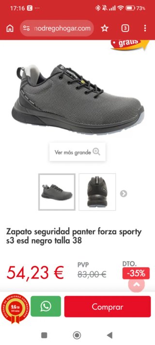 Zapatos de seguridad Panter S3 talla 44.