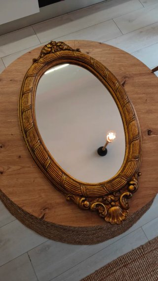 Specchio vintage ovale dorato (90x52 cm)