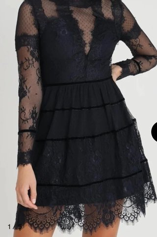 Vestido Cóctel Negro Encaje Morgan Talla 36