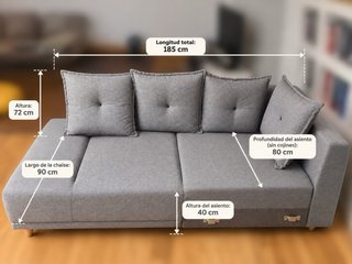 Sofá cama esquinero reversible gris claro