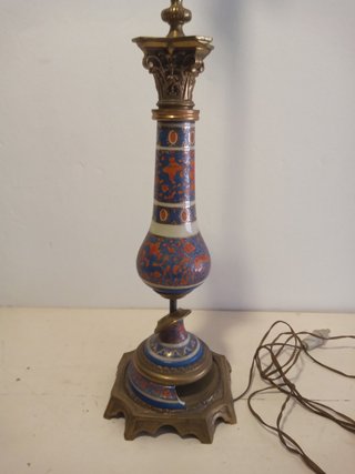 LÁMPARA VINTAGE PIE BRONCE CERÁMICA 99CM ARGENTINA