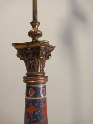LÁMPARA VINTAGE PIE BRONCE CERÁMICA 99CM ARGENTINA