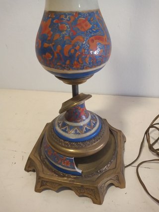 LÁMPARA VINTAGE PIE BRONCE CERÁMICA 99CM ARGENTINA
