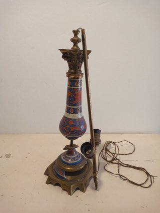 LÁMPARA VINTAGE PIE BRONCE CERÁMICA 99CM ARGENTINA