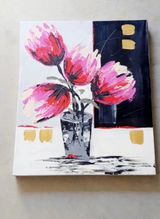 Cuadro  grande Pintura Acrílica Flores