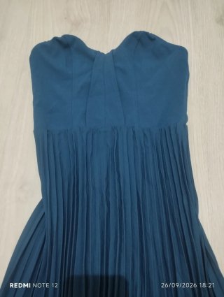 Vestido fiesta largo azul verdoso