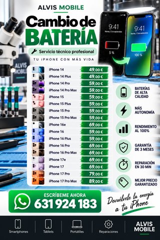 ⭐ Cambio Batería iPhone XS – 29€ | 30 MIN