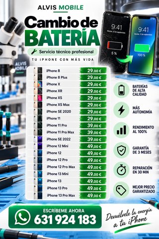 ⭐ Cambio Batería iPhone XS – 29€ | 30 MIN