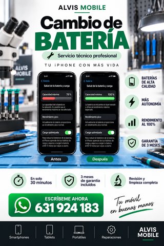 ⭐ Cambio Batería iPhone XS Max – 29€ | 30 MIN