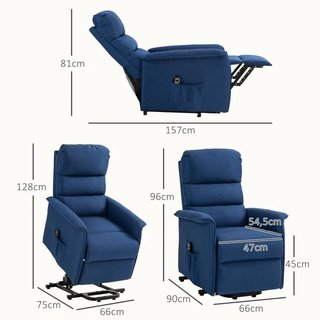 Sillón Relax Elevador Eléctrico Reclinable Azul