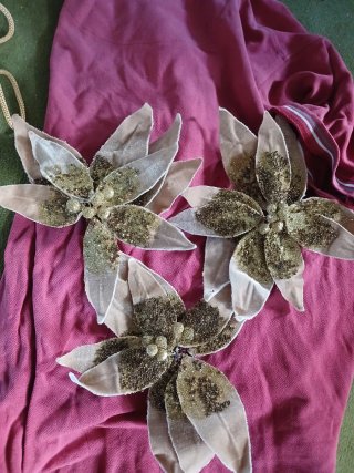 Stelle di Natale beige e dorate con clip