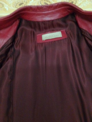 Cazadora de piel granate para mujer