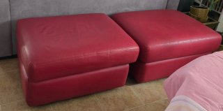 Sofá 3 plazas piel rojo para restaurar