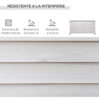 Baúl Jardín Madera 284L Impermeable Blanco