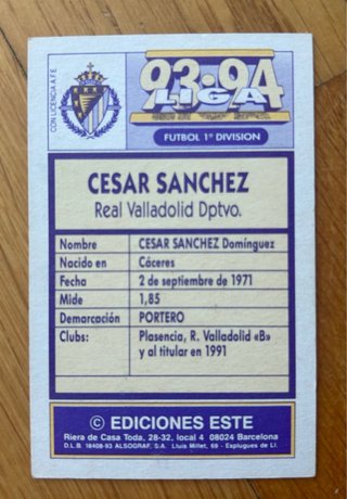 Lote de 7 Cromos de César Sánchez (1 rookie)