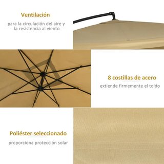 Sombrilla Excéntrica 296x296cm Mosquitera Beige