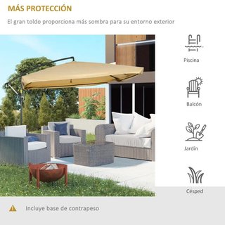 Sombrilla Excéntrica 296x296cm Mosquitera Beige