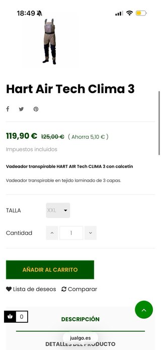 Vareador Hart Air Tech Clima 3 pesca agricultura.